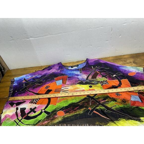 Dilemma By DunShroff Silk Art to Wear Hand Painted Poncho Top OS Silk - Picture 14 of 16